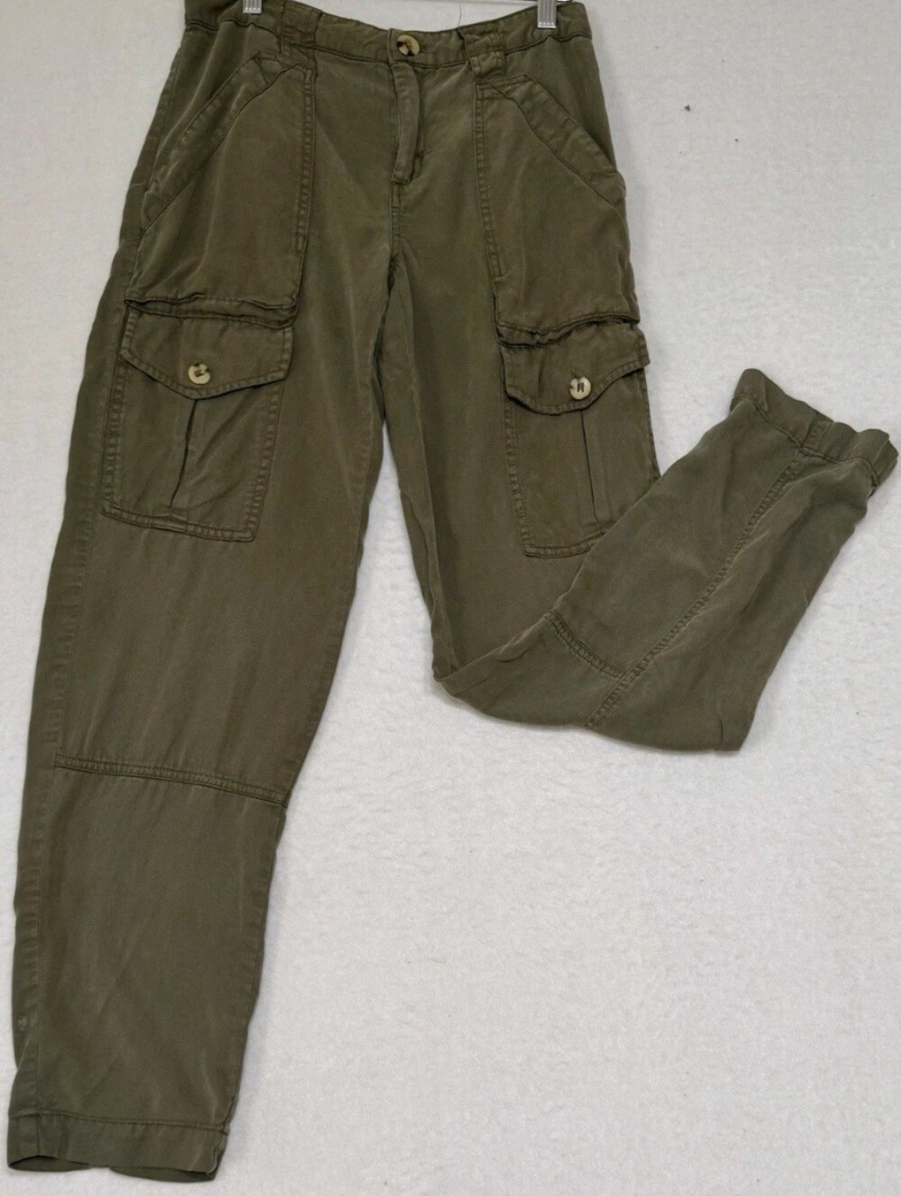 Anthropologie Essential Cargo Jogger Pants Olive Green Women 30 Waist